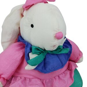 Vintage Dept 56 Nylon Plush Bunny Rabbit Easter Puffalump Stuffed Animal